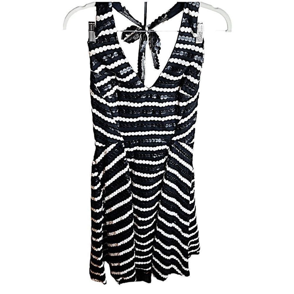 Eva Franco Faux Leather Polka Dot Halter Dress Size 4